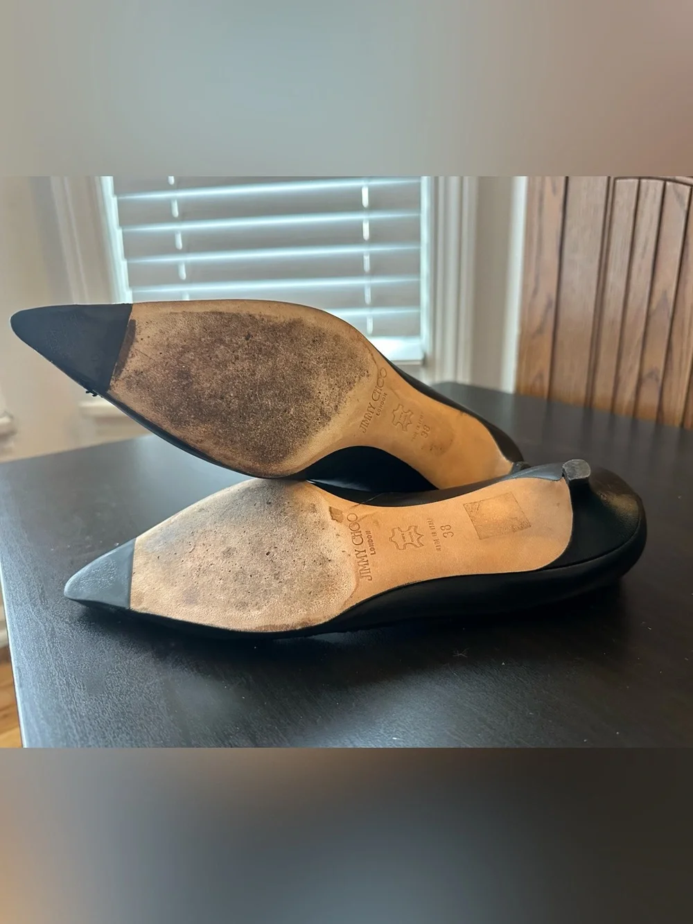 Jimmy Choo Black Pointed Toe Low Heel Pumps